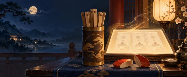 線上模擬求籤主題插畫