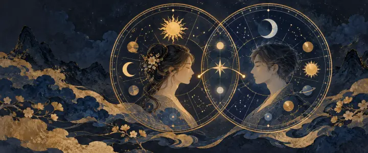 雙人合盤主題插畫