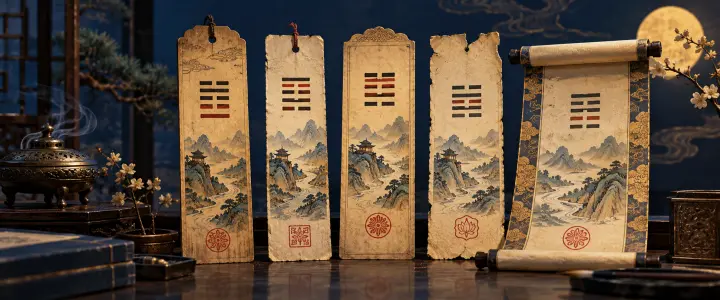 寺廟與籤系資料庫主題插畫